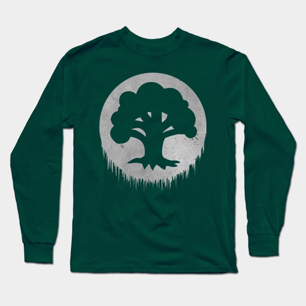 Green Mana Drained Long Sleeve T-Shirt by Samual Aeron